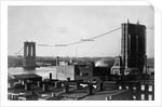 Brooklyn Bridge Under Construction by Anonymous