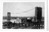 Brooklyn Bridge Under Construction by Anonymous