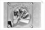 Woodcut Of Winning Hand Holding Cards by Anonymous