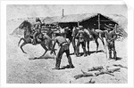 Changing Mounts At Pony Express Station by Frederick Remington