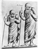 In Camei Engraving of Greek Actors Wearing Masks by Anonymous