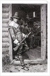 Puritan in Doorway During Thanksgiving Dinner by Anonymous