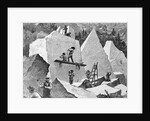 Illustration of Men Quarrying in Canyon by Anonymous