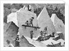 Illustration of Men Quarrying in Canyon by Anonymous