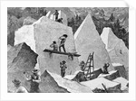 Illustration of Men Quarrying in Canyon by Anonymous
