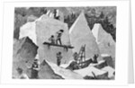 Illustration of Men Quarrying in Canyon by Anonymous