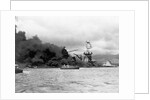 Uss Arizona Burning In Pearl Harbor by Anonymous
