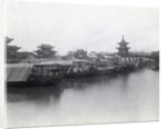 Boats On Canal W/Pagoda In Background by Anonymous