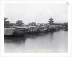 Boats On Canal W/Pagoda In Background by Anonymous