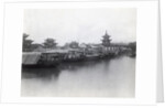 Boats On Canal W/Pagoda In Background by Anonymous