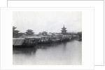 Boats On Canal W/Pagoda In Background by Anonymous