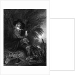 Engraving of Izaak Walton with Fishing Gear by Anonymous