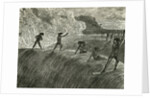 Illustration of Hawaiian Natives Surfing On High Wave by Anonymous