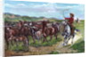 Engraving of Cowboys & Cattle by Frederick Remington
