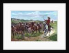 Engraving of Cowboys & Cattle by Frederick Remington