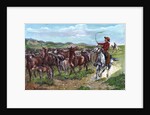 Engraving of Cowboys & Cattle by Frederick Remington