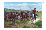 Engraving of Cowboys & Cattle by Frederick Remington