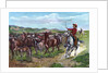 Engraving of Cowboys & Cattle by Frederick Remington