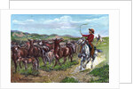 Engraving of Cowboys & Cattle by Frederick Remington