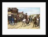 Man On Horseback In 1880S Midwest Town by Anonymous