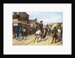 Man On Horseback In 1880S Midwest Town by Anonymous