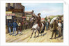 Man On Horseback In 1880S Midwest Town by Anonymous