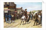 Man On Horseback In 1880S Midwest Town by Anonymous