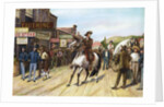 Man On Horseback In 1880S Midwest Town by Anonymous
