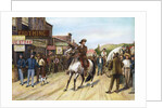 Man On Horseback In 1880S Midwest Town by Anonymous