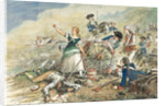 Color Engraving of Molly Pitcher at the Battle of Monmouth by Anonymous