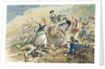 Color Engraving of Molly Pitcher at the Battle of Monmouth by Anonymous