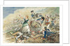 Color Engraving of Molly Pitcher at the Battle of Monmouth by Anonymous
