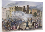 Provost Guards Attacking the Rioters Woodcut Color Print by Anonymous