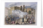 Provost Guards Attacking the Rioters Woodcut Color Print by Anonymous