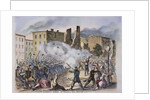 Provost Guards Attacking the Rioters Woodcut Color Print by Anonymous
