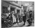 Colonial Town Crier In Town Scene by Anonymous