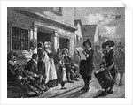 Colonial Town Crier In Town Scene by Anonymous
