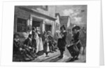 Colonial Town Crier In Town Scene by Anonymous