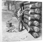 Man Working On Log Cabin Full Length by Anonymous