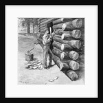 Man Working On Log Cabin Full Length by Anonymous