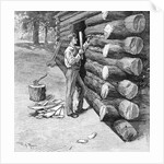 Man Working On Log Cabin Full Length by Anonymous