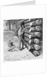 Man Working On Log Cabin Full Length by Anonymous