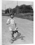 Boy Walking with Fishing Stick by Anonymous