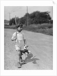 Boy Walking with Fishing Stick by Anonymous