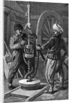 Two Men Boring A Petroleum Oil Well by Anonymous