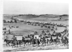First Covered Caravan Of Horses Wagons by Anonymous