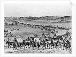 First Covered Caravan Of Horses Wagons by Anonymous