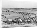 Illustration of Oregon Trail Wagon Caravan by Anonymous