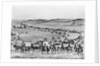 Illustration of Oregon Trail Wagon Caravan by Anonymous