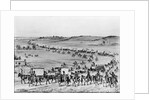 Illustration of Oregon Trail Wagon Caravan by Anonymous